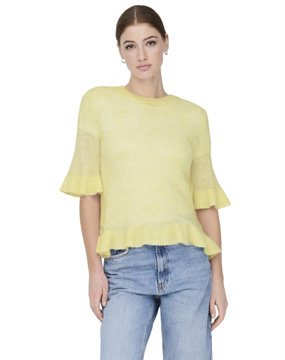 Only - ONLElla Frill O-Neck Strick - Sunlight/Melange